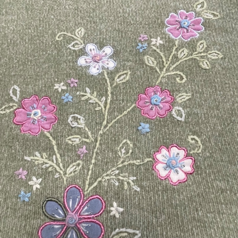 Alfred Dunner Women's XLarge Beaded Embroidered Floral Chenille Collared Sweater - Picture 14 of 14